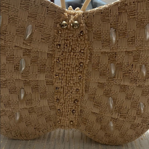 Vintage Tan Quilted Shoulder Bag with Butterfly Design. 1950s from Japan - Picture 3 of 7